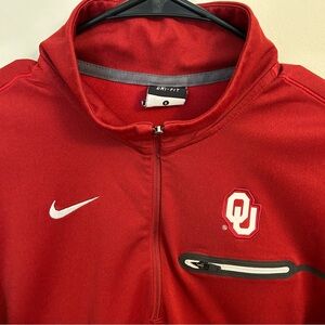 NCAA Oklahoma Sooners Football Nike Dri-Fit Quarter Zip 3/4 Sleeve Pullover‎